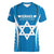 Custom Israel Football Women V-Neck T-Shirt Come On Sky Blue and Whites