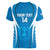 Custom Israel Football Women V-Neck T-Shirt Come On Sky Blue and Whites