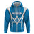 Custom Israel Football Zip Hoodie Come On Sky Blue and Whites