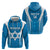 Custom Israel Football Zip Hoodie Come On Sky Blue and Whites