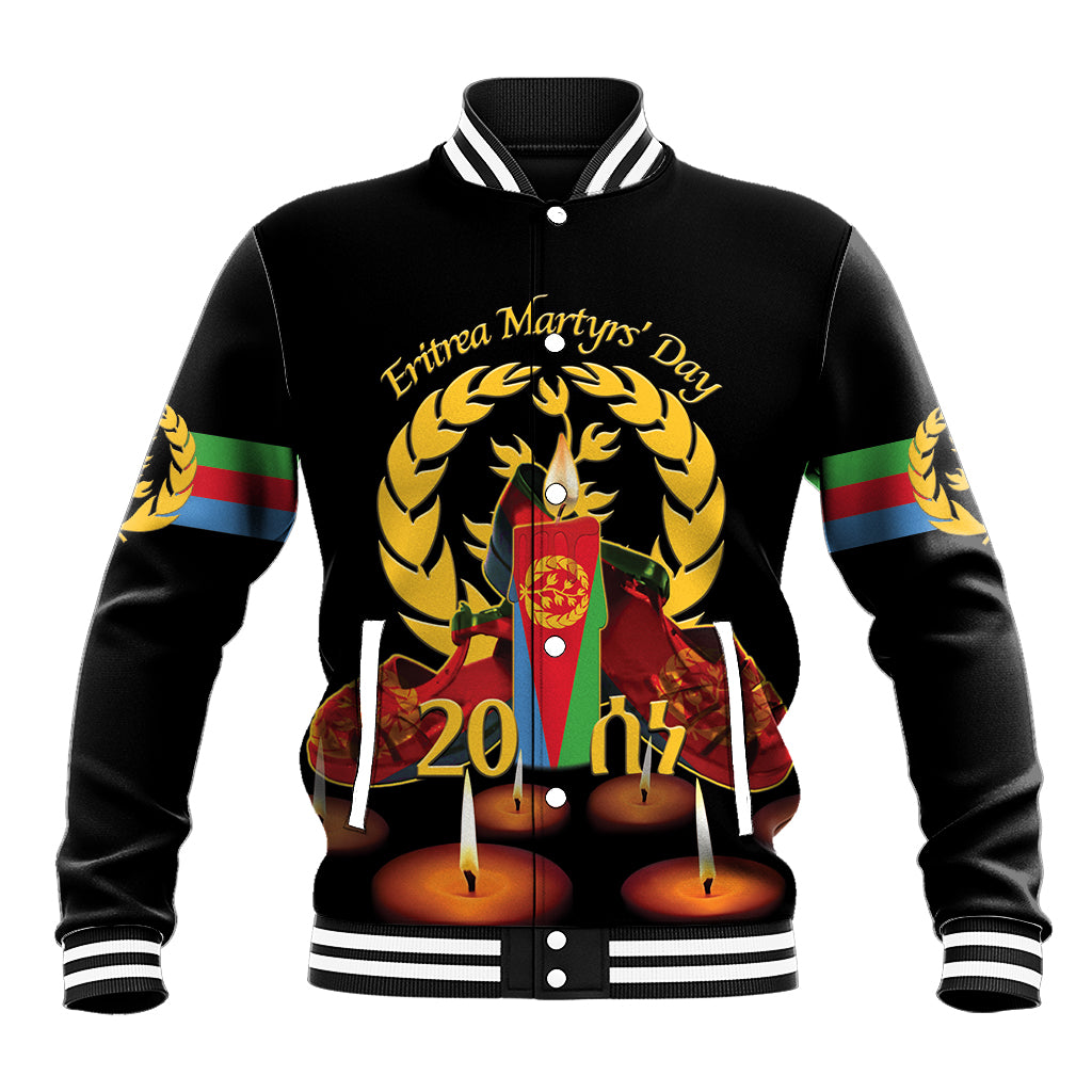 Custom Eritrea Martyrs' Day Baseball Jacket 20 June Shida Shoes With Candles - Black - Wonder Print Shop