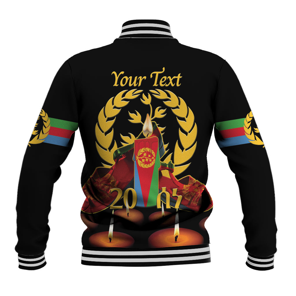 Custom Eritrea Martyrs' Day Baseball Jacket 20 June Shida Shoes With Candles - Black - Wonder Print Shop
