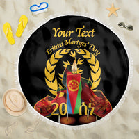 Custom Eritrea Martyrs' Day Beach Blanket 20 June Shida Shoes With Candles - Black - Wonder Print Shop