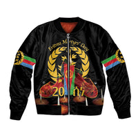 Custom Eritrea Martyrs' Day Bomber Jacket 20 June Shida Shoes With Candles - Black - Wonder Print Shop
