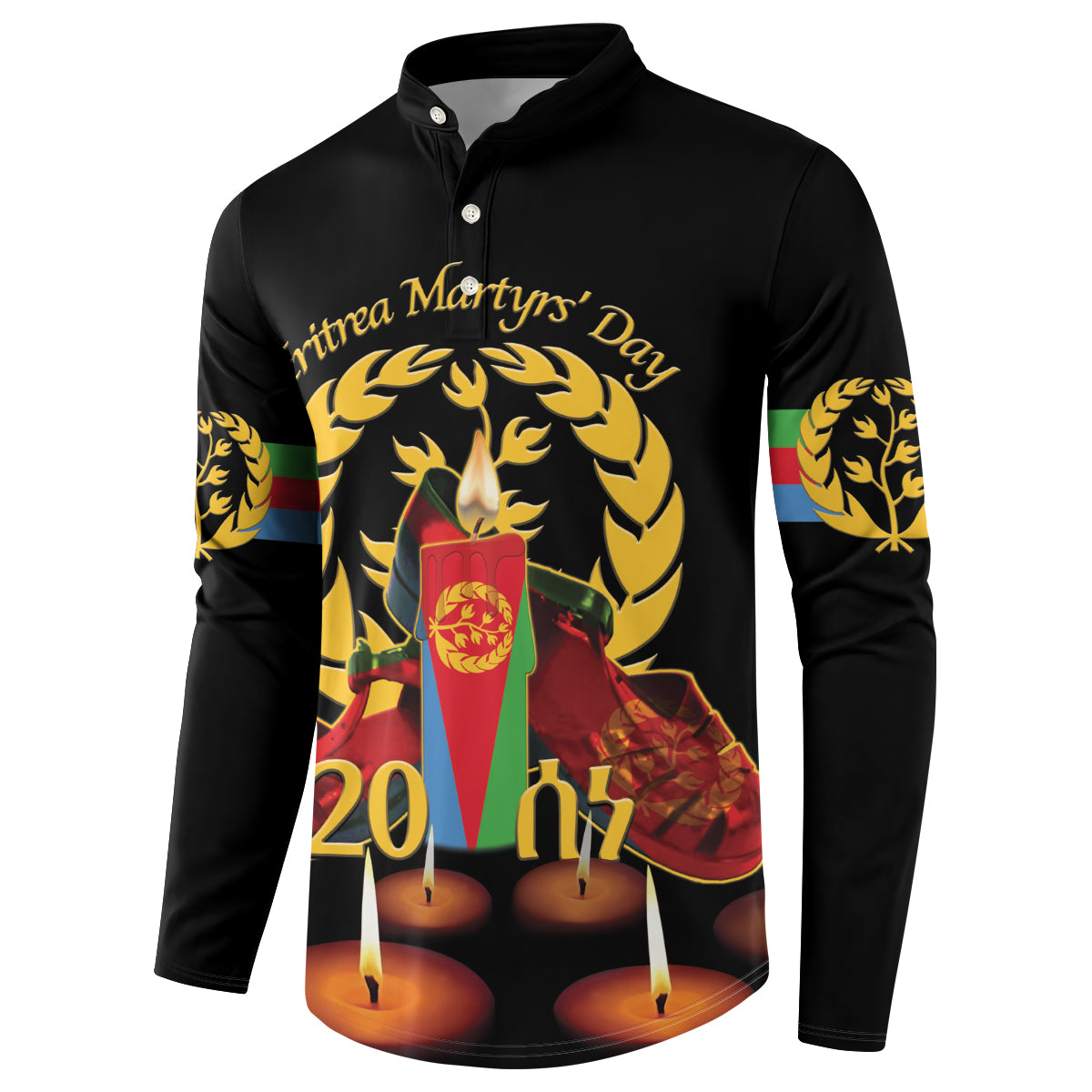 Custom Eritrea Martyrs' Day Button Sweatshirt 20 June Shida Shoes With Candles - Black - Wonder Print Shop