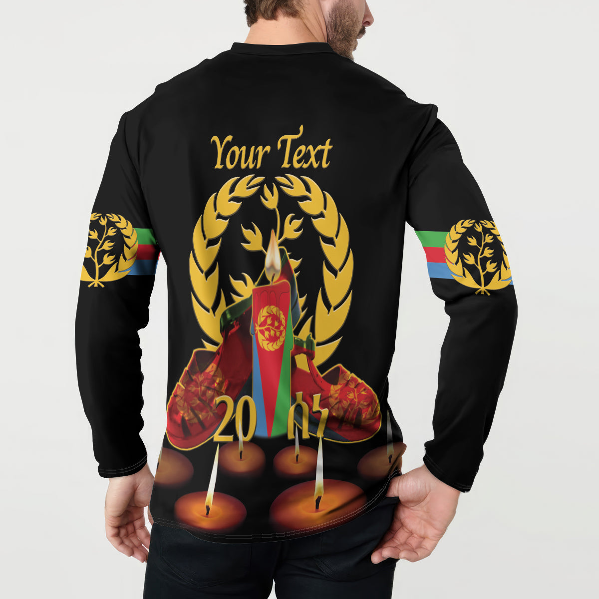 Custom Eritrea Martyrs' Day Button Sweatshirt 20 June Shida Shoes With Candles - Black - Wonder Print Shop