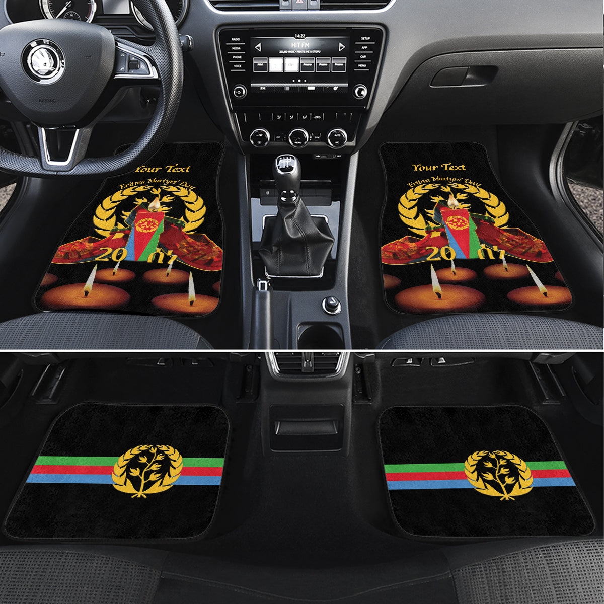Custom Eritrea Martyrs' Day Car Mats 20 June Shida Shoes With Candles - Black - Wonder Print Shop