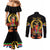 Custom Eritrea Martyrs' Day Couples Matching Mermaid Dress and Long Sleeve Button Shirt 20 June Shida Shoes With Candles - Black