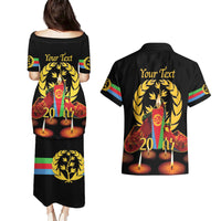 Custom Eritrea Martyrs' Day Couples Matching Puletasi and Hawaiian Shirt 20 June Shida Shoes With Candles - Black - Wonder Print Shop