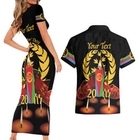 Custom Eritrea Martyrs' Day Couples Matching Short Sleeve Bodycon Dress and Hawaiian Shirt 20 June Shida Shoes With Candles - Black - Wonder Print Shop