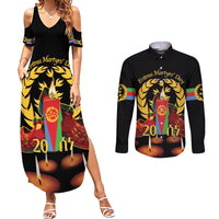 Custom Eritrea Martyrs' Day Couples Matching Summer Maxi Dress and Long Sleeve Button Shirt 20 June Shida Shoes With Candles - Black - Wonder Print Shop