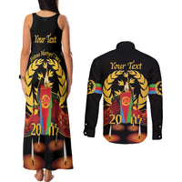 Custom Eritrea Martyrs' Day Couples Matching Tank Maxi Dress and Long Sleeve Button Shirt 20 June Shida Shoes With Candles - Black - Wonder Print Shop