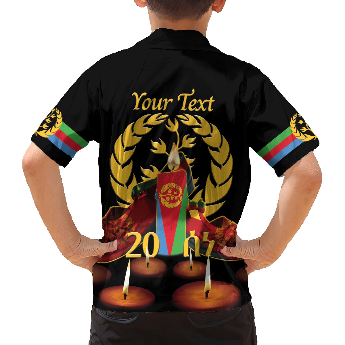 Custom Eritrea Martyrs' Day Family Matching Long Sleeve Bodycon Dress and Hawaiian Shirt 20 June Shida Shoes With Candles - Black - Wonder Print Shop