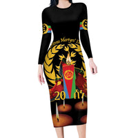 Custom Eritrea Martyrs' Day Family Matching Long Sleeve Bodycon Dress and Hawaiian Shirt 20 June Shida Shoes With Candles - Black - Wonder Print Shop