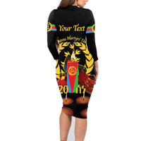 Custom Eritrea Martyrs' Day Family Matching Long Sleeve Bodycon Dress and Hawaiian Shirt 20 June Shida Shoes With Candles - Black - Wonder Print Shop