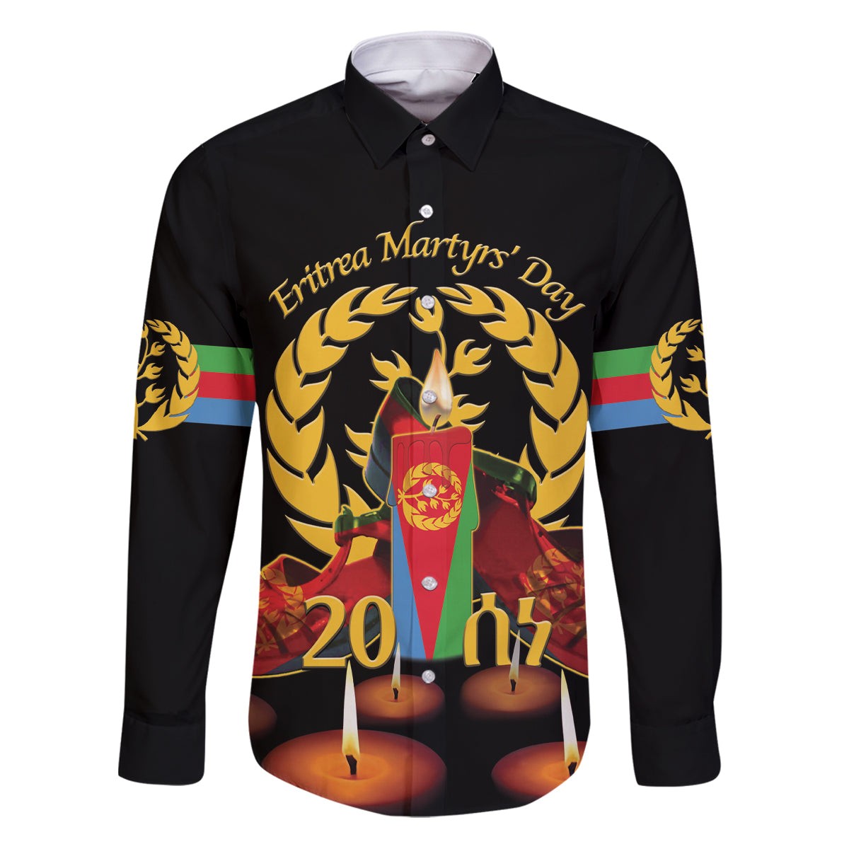 Custom Eritrea Martyrs' Day Family Matching Puletasi and Hawaiian Shirt 20 June Shida Shoes With Candles - Black - Wonder Print Shop