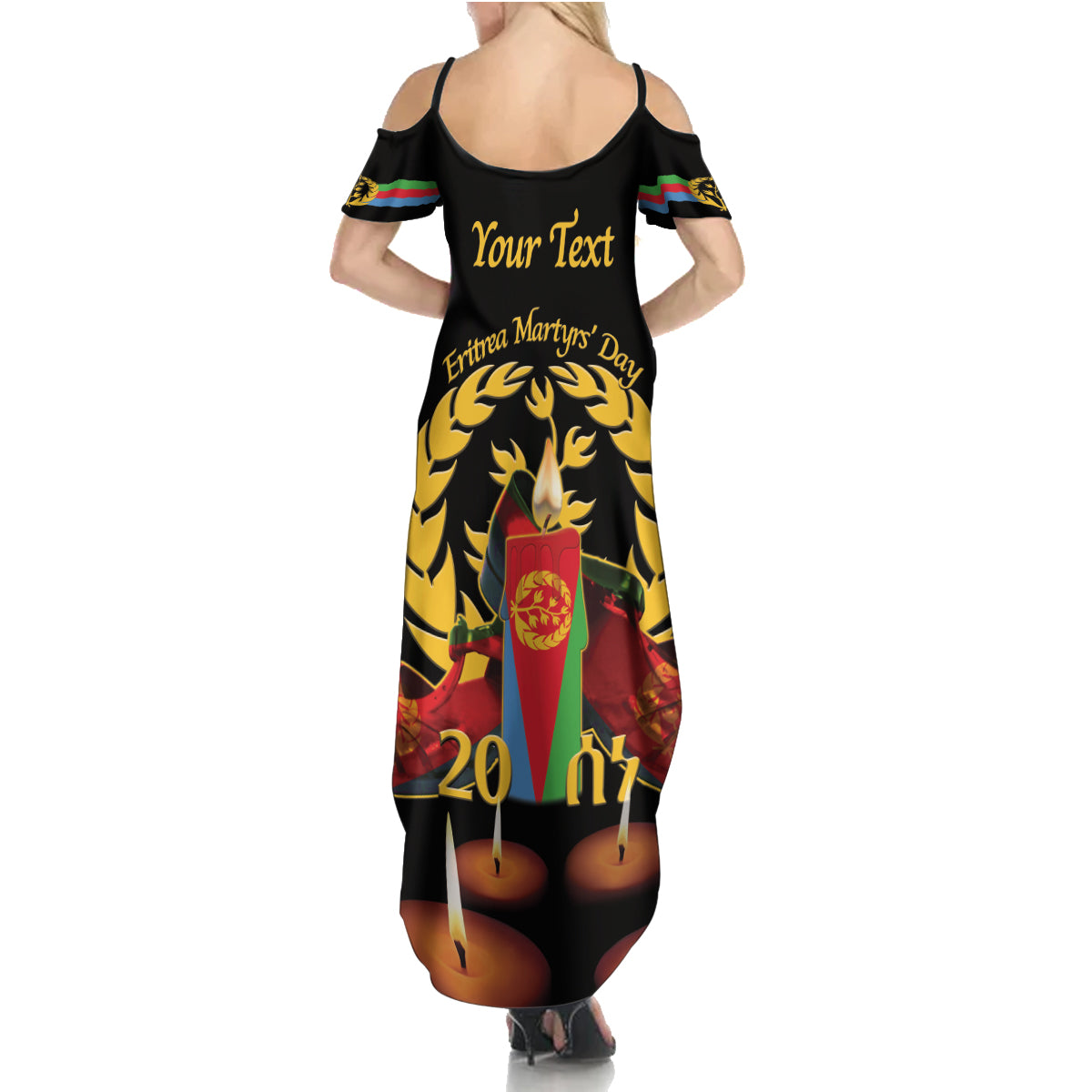 Custom Eritrea Martyrs' Day Family Matching Summer Maxi Dress and Hawaiian Shirt 20 June Shida Shoes With Candles - Black - Wonder Print Shop
