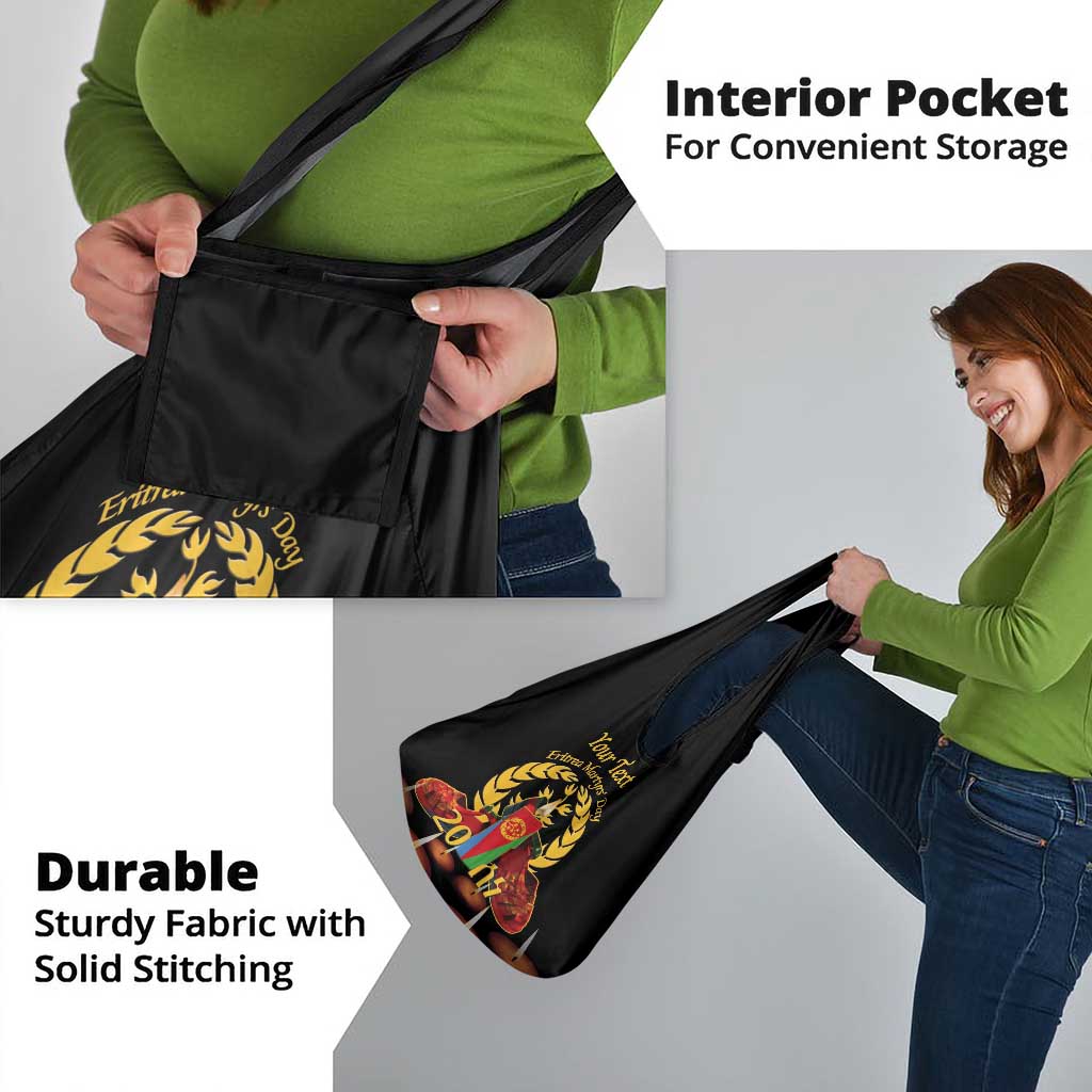 Custom Eritrea Martyrs' Day Grocery Bag 20 June Shida Shoes With Candles - Black