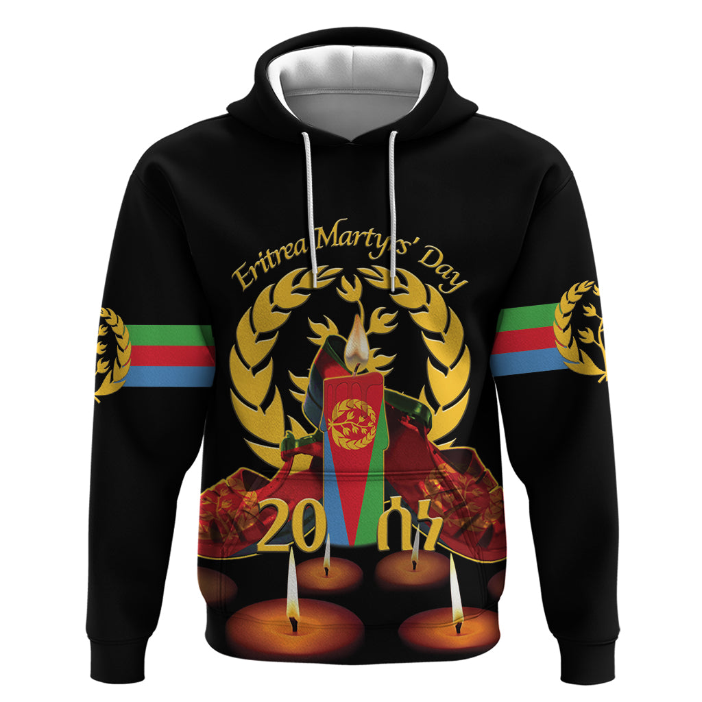 Custom Eritrea Martyrs' Day Hoodie 20 June Shida Shoes With Candles - Black - Wonder Print Shop