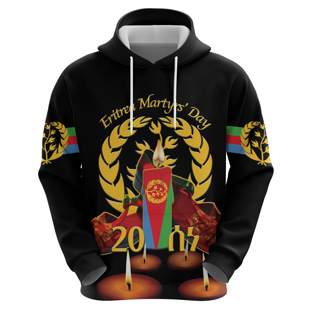 Custom Eritrea Martyrs' Day Hoodie 20 June Shida Shoes With Candles - Black - Wonder Print Shop