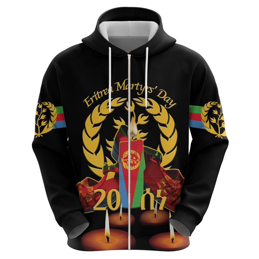 Custom Eritrea Martyrs' Day Hoodie 20 June Shida Shoes With Candles - Black - Wonder Print Shop
