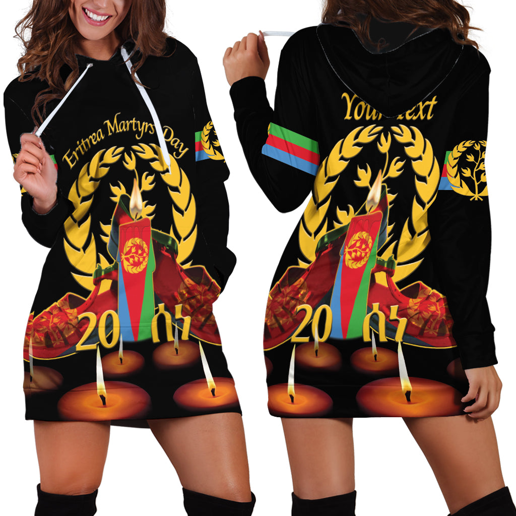 Custom Eritrea Martyrs' Day Hoodie Dress 20 June Shida Shoes With Candles - Black - Wonder Print Shop