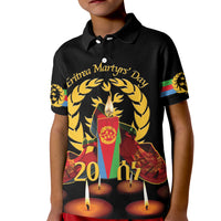 Custom Eritrea Martyrs' Day Kid Polo Shirt 20 June Shida Shoes With Candles - Black - Wonder Print Shop