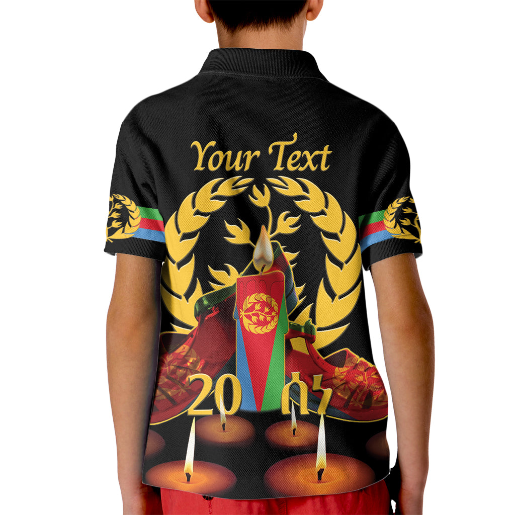 Custom Eritrea Martyrs' Day Kid Polo Shirt 20 June Shida Shoes With Candles - Black - Wonder Print Shop