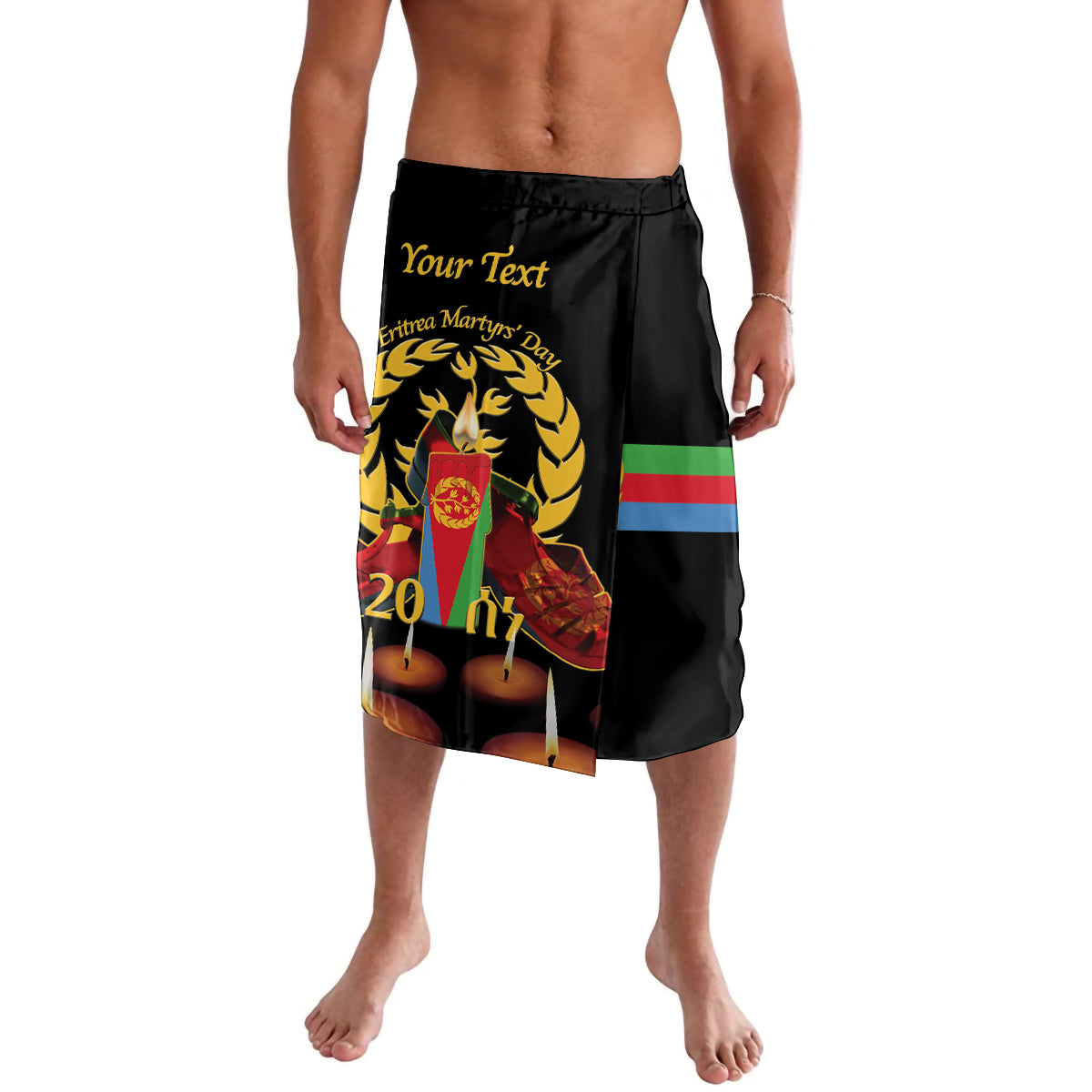 Custom Eritrea Martyrs' Day Lavalava 20 June Shida Shoes With Candles - Black - Wonder Print Shop