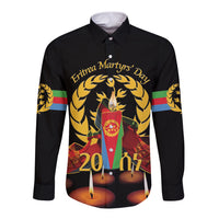 Custom Eritrea Martyrs' Day Long Sleeve Button Shirt 20 June Shida Shoes With Candles - Black - Wonder Print Shop