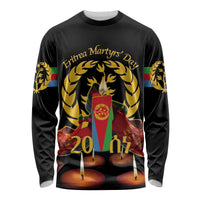 Custom Eritrea Martyrs' Day Long Sleeve Shirt 20 June Shida Shoes With Candles - Black - Wonder Print Shop