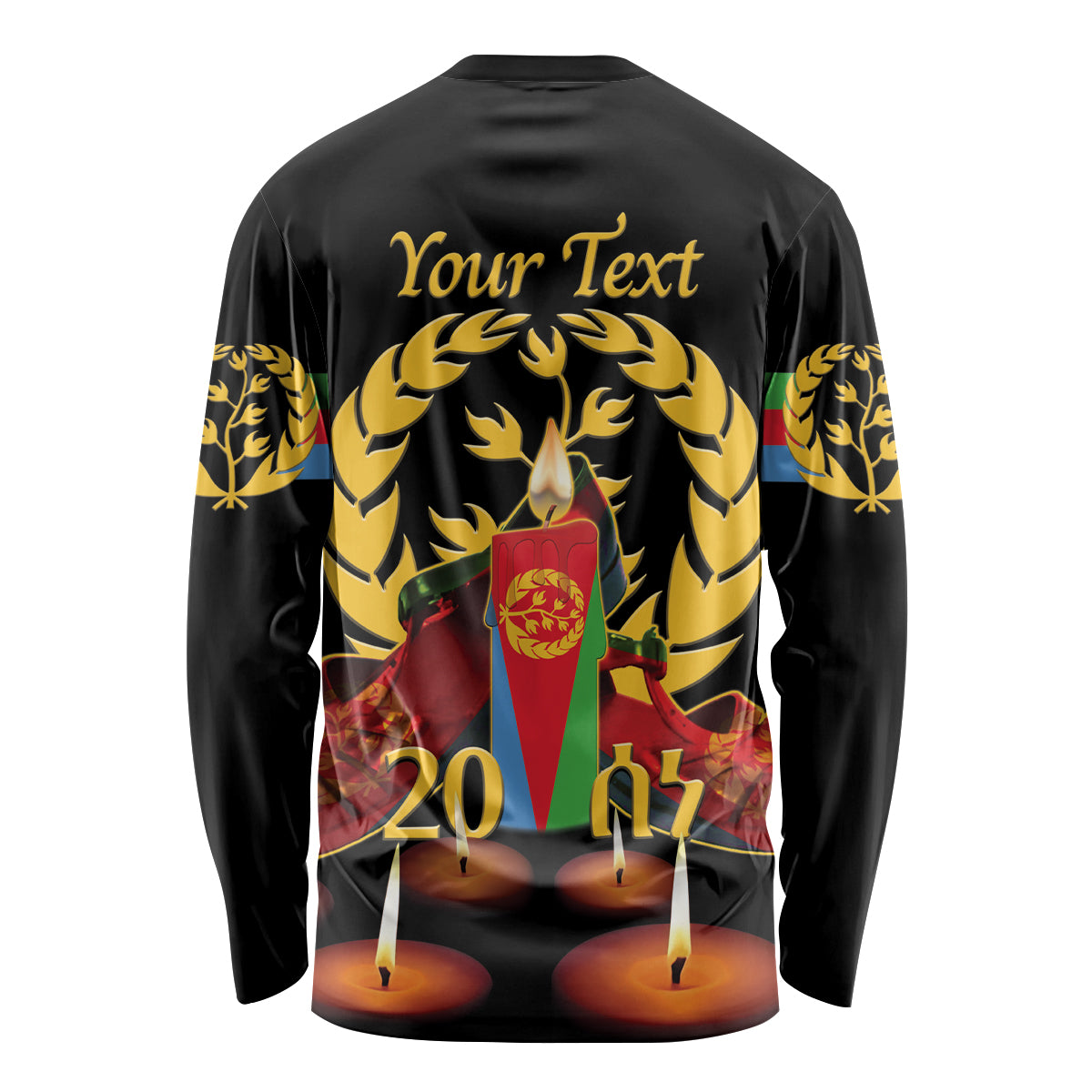 Custom Eritrea Martyrs' Day Long Sleeve Shirt 20 June Shida Shoes With Candles - Black - Wonder Print Shop