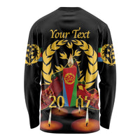 Custom Eritrea Martyrs' Day Long Sleeve Shirt 20 June Shida Shoes With Candles - Black - Wonder Print Shop