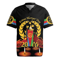 Custom Eritrea Martyrs' Day Rugby Jersey 20 June Shida Shoes With Candles - Black - Wonder Print Shop