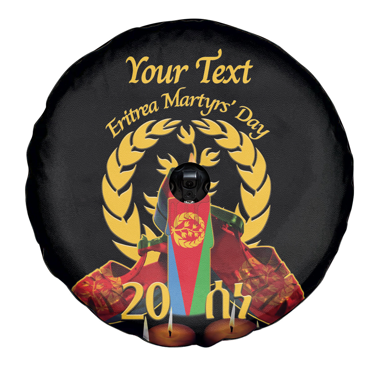 Custom Eritrea Martyrs' Day Spare Tire Cover 20 June Shida Shoes With Candles - Black - Wonder Print Shop