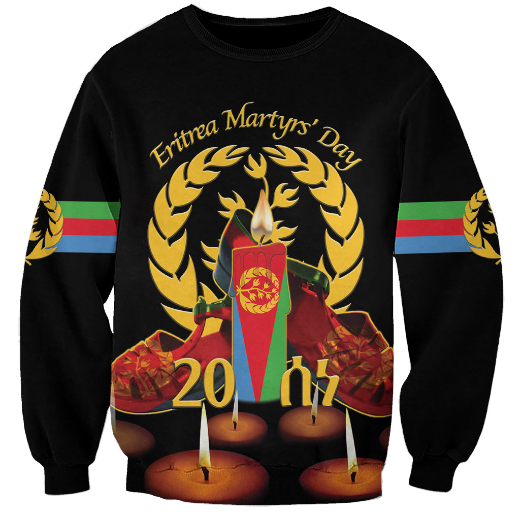 Custom Eritrea Martyrs' Day Sweatshirt 20 June Shida Shoes With Candles - Black - Wonder Print Shop