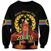 Custom Eritrea Martyrs' Day Sweatshirt 20 June Shida Shoes With Candles - Black - Wonder Print Shop
