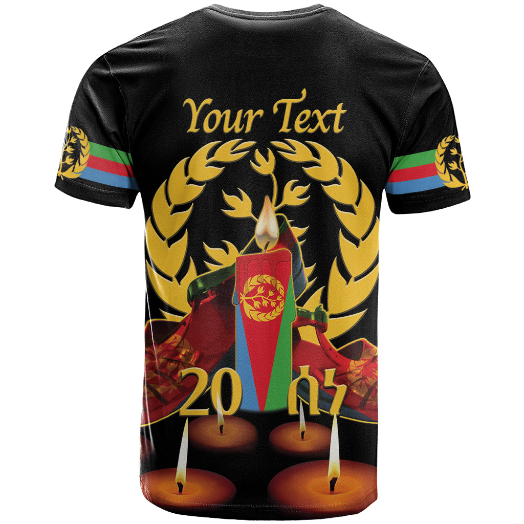 Custom Eritrea Martyrs' Day T Shirt 20 June Shida Shoes With Candles - Black - Wonder Print Shop