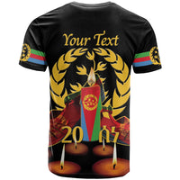 Custom Eritrea Martyrs' Day T Shirt 20 June Shida Shoes With Candles - Black - Wonder Print Shop