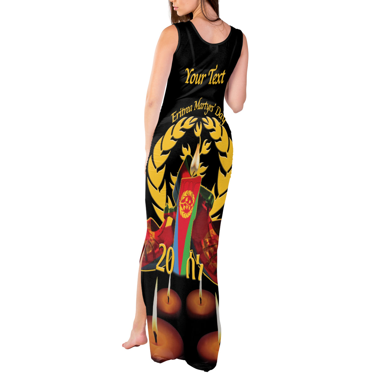 Custom Eritrea Martyrs' Day Tank Maxi Dress 20 June Shida Shoes With Candles - Black - Wonder Print Shop