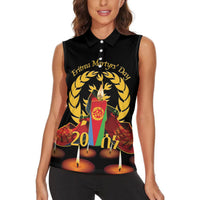 Custom Eritrea Martyrs' Day Women Sleeveless Polo Shirt 20 June Shida Shoes With Candles - Black - Wonder Print Shop