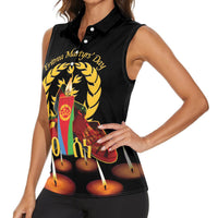 Custom Eritrea Martyrs' Day Women Sleeveless Polo Shirt 20 June Shida Shoes With Candles - Black - Wonder Print Shop