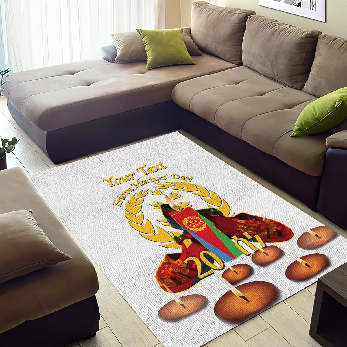 Custom Eritrea Martyrs' Day Area Rug 20 June Shida Shoes With Candles - White - Wonder Print Shop