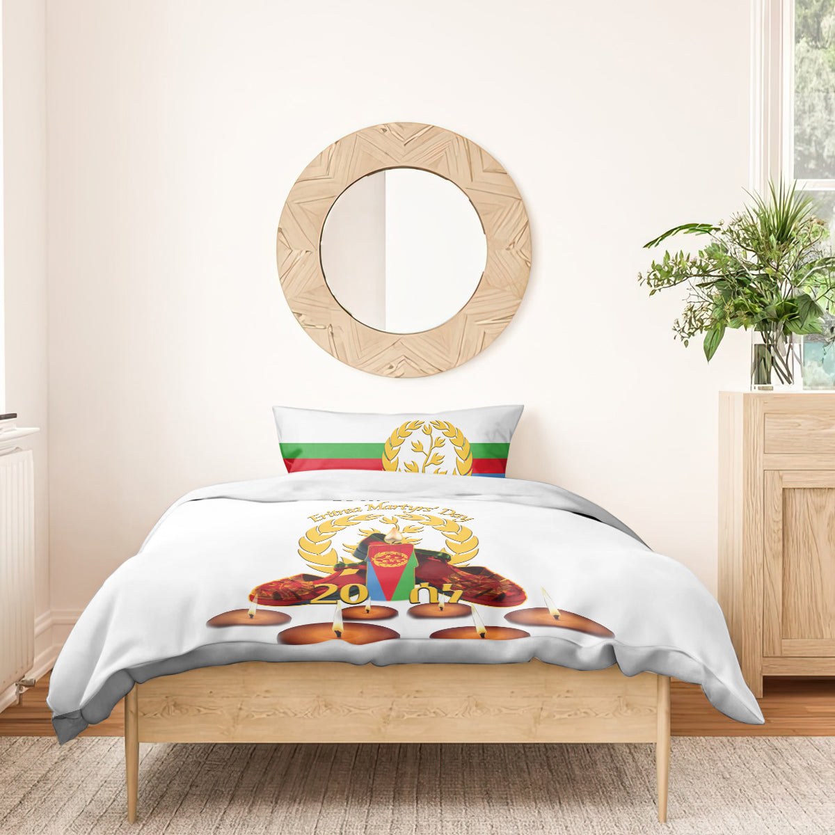 Custom Eritrea Martyrs' Day Bedding Set 20 June Shida Shoes With Candles - White - Wonder Print Shop