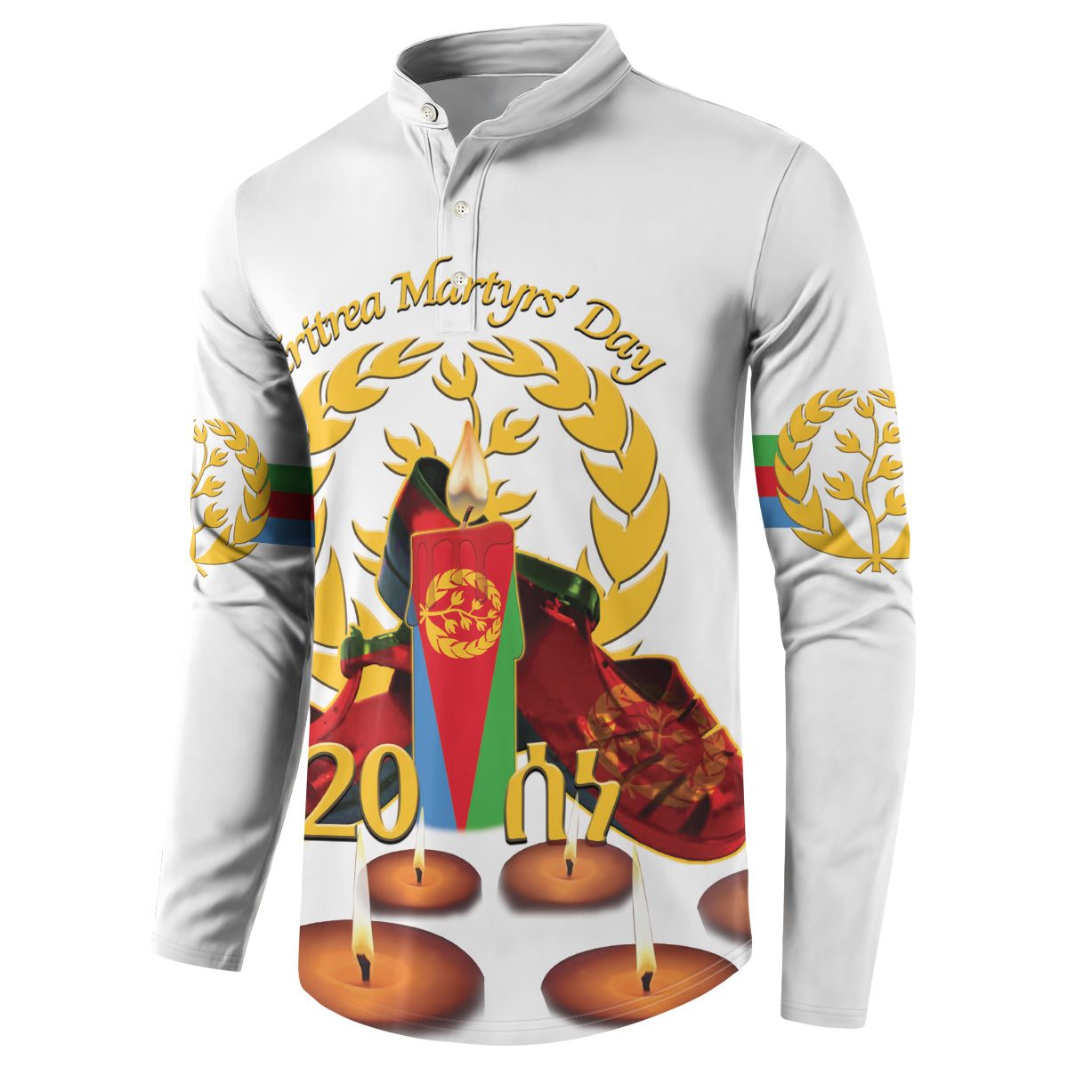 Custom Eritrea Martyrs' Day Button Sweatshirt 20 June Shida Shoes With Candles - White - Wonder Print Shop