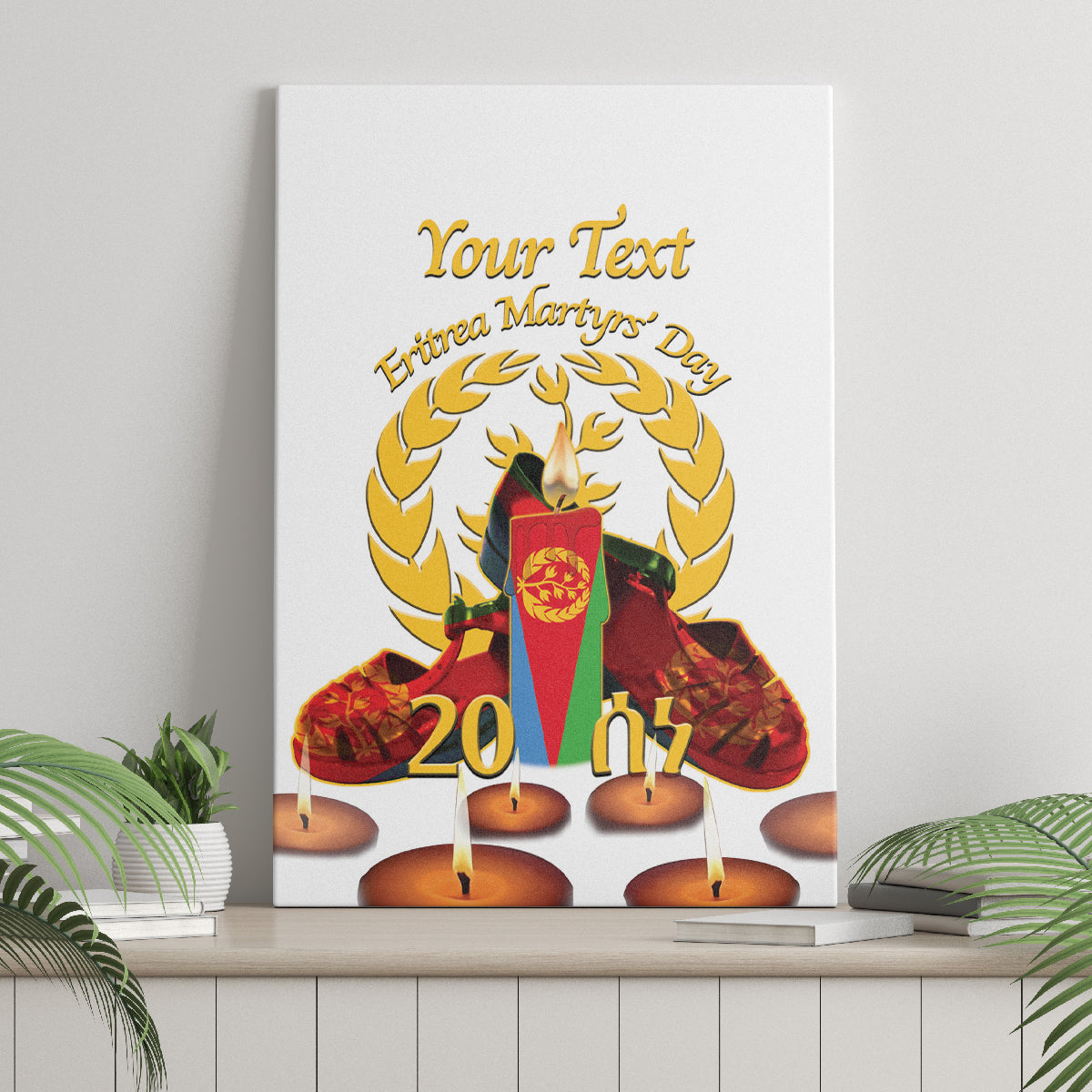 Custom Eritrea Martyrs' Day Canvas Wall Art 20 June Shida Shoes With Candles - White - Wonder Print Shop