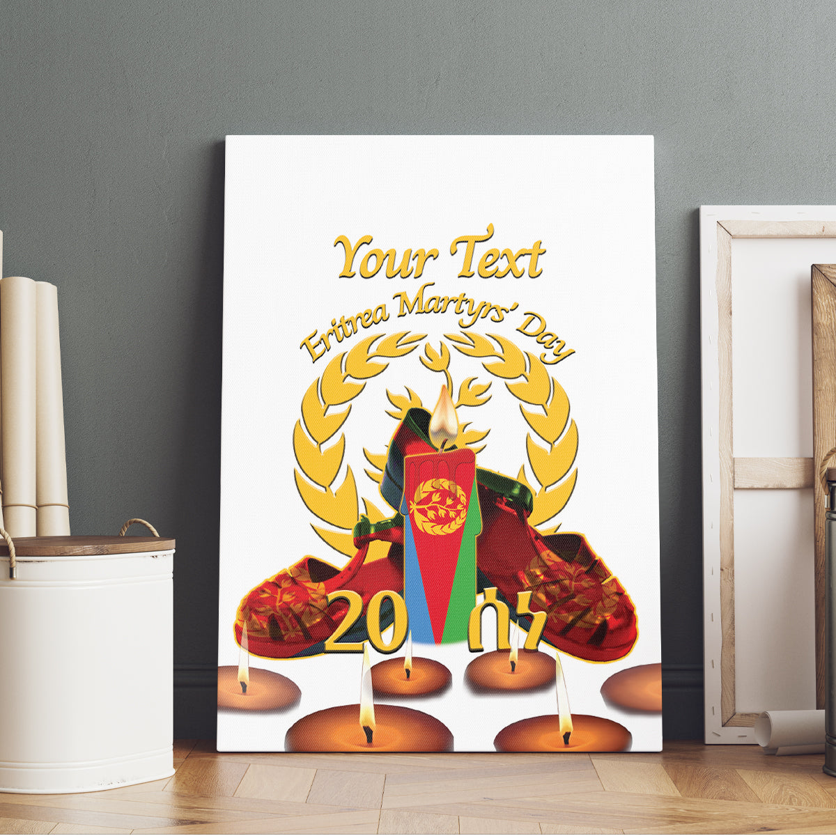 Custom Eritrea Martyrs' Day Canvas Wall Art 20 June Shida Shoes With Candles - White - Wonder Print Shop