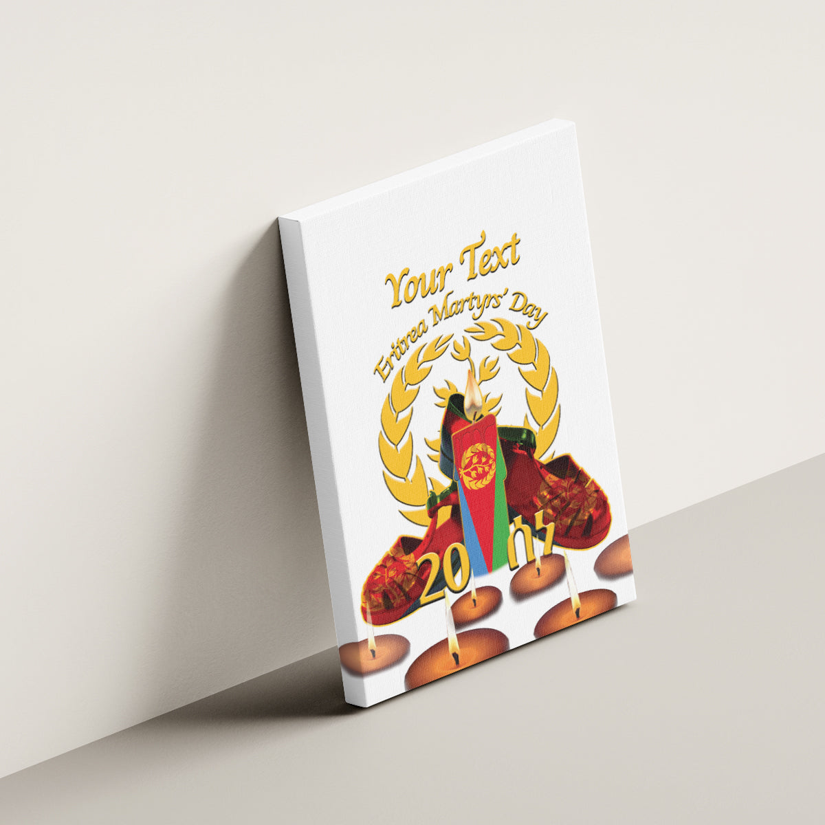 Custom Eritrea Martyrs' Day Canvas Wall Art 20 June Shida Shoes With Candles - White - Wonder Print Shop