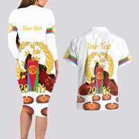 Custom Eritrea Martyrs' Day Couples Matching Long Sleeve Bodycon Dress and Hawaiian Shirt 20 June Shida Shoes With Candles - White - Wonder Print Shop