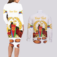 Custom Eritrea Martyrs' Day Couples Matching Long Sleeve Bodycon Dress and Long Sleeve Button Shirt 20 June Shida Shoes With Candles - White - Wonder Print Shop